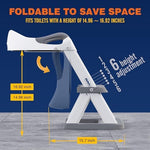 SKYROKU grey potty trainer showing space saving folded mechanism for storage