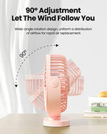 Gaiatop personal mini fan connected via USB cable to a laptop computer on an office workstation