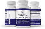 Pure Original Ingredients Sodium Bicarbonate 1600 milligrams supplement capsules close up details.
