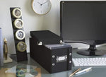 Snap-N-Store media organizer stackable containers with lids securely closed
