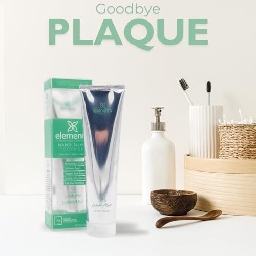 Elementa Silver non-abrasive wintermint flavor whitening gel for sensitive teeth.