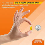Close up of Deva Vegan Flax Seed Oil capsules