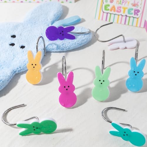 MALLMALL6 decorative rabbit shower curtain loops organized in their original protective retail packaging box.