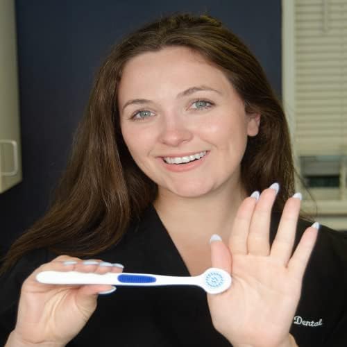 Genco Dental white and blue family tongue scraper pack for kids.