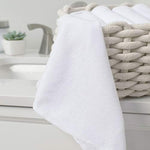 Folded Gerber white cotton blend baby washcloths