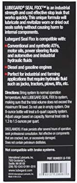 Lubegard multi-purpose stop leak bottle showing application list