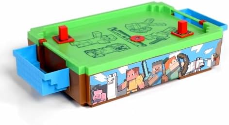 Packaging box for licensed Menkind Minecraft arcade game showing product contents