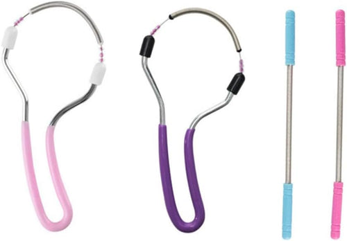 4 Pieces Facial Hair Removers Spring Face Hair Removers with Handle Spring Hair Removal Threading Tools for Women and Men (Random Color) - Image 1