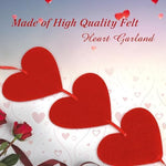 Eight individual strands of Valentine heart hanging decorations displayed cleanly to show total length.