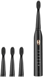 Close-up view of the medium-soft bristle head and mode indicators on the premium rechargeable electric toothbrush for veneers.