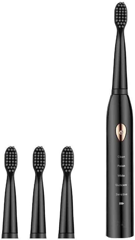 Close-up view of the medium-soft bristle head and mode indicators on the premium rechargeable electric toothbrush for veneers.