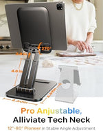 Portable monitor stand supporting a fifteen inch screen in landscape mode.