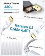 UVOOI home theater audio visual cable displaying full 8K 60Hz and 4K 120Hz resolution graphics.