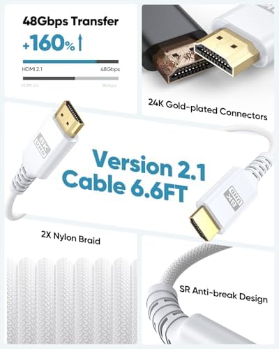 UVOOI home theater audio visual cable displaying full 8K 60Hz and 4K 120Hz resolution graphics.