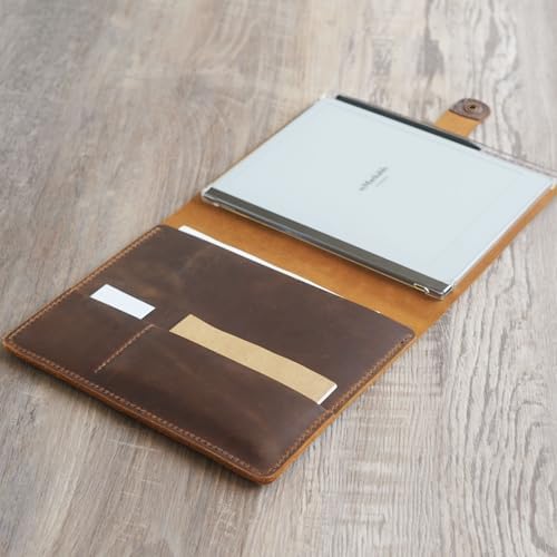 Inside view of leather case showing card and document slots