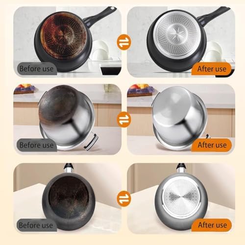 Burnt residue remover paste removing black grease from pan