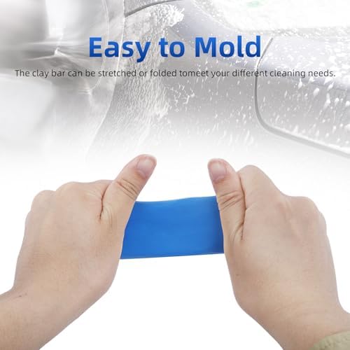 Using automotive clay bar with lubricant on vehicle body contours
