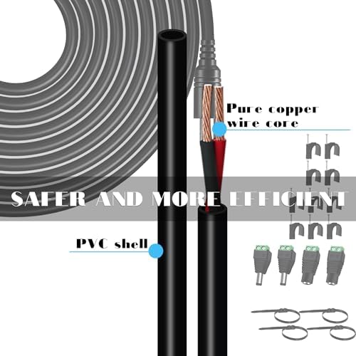 Dianrui security camera cable kit including bonus mounting clips and zip ties for organized wire management.