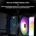 Thermalright 151 millimeter height air cooler side profile demonstrating RAM clearance and motherboard heatsink compatibility.
