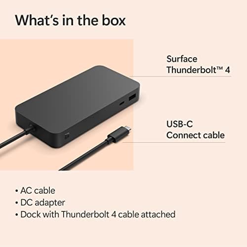 Full retail packaging view of the USA retail edition Microsoft Surface Thunderbolt four expansion dock