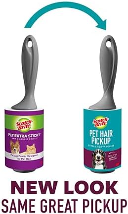 Scotch-Brite extra sticky adhesive sheets removing fur from a grey sofa