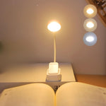 Glocusent LED reading light showing 360 degree flexible arm adjustment