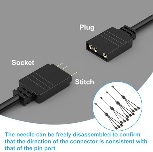Jstincal ARGB splitter extension cables laid out flat demonstrating the 30 centimeter length for custom PC cable routing.
