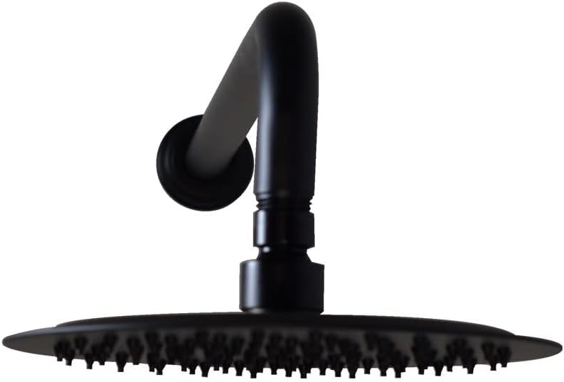 Westbrass COSHR800-12 8" Round Thin High Pressure Rainfall Shower Head with 1/2" IPS x 10" IPS Wall Mount 90-Degree Rain Arm and Flange, Oil Rubbed Bronze - Image 11