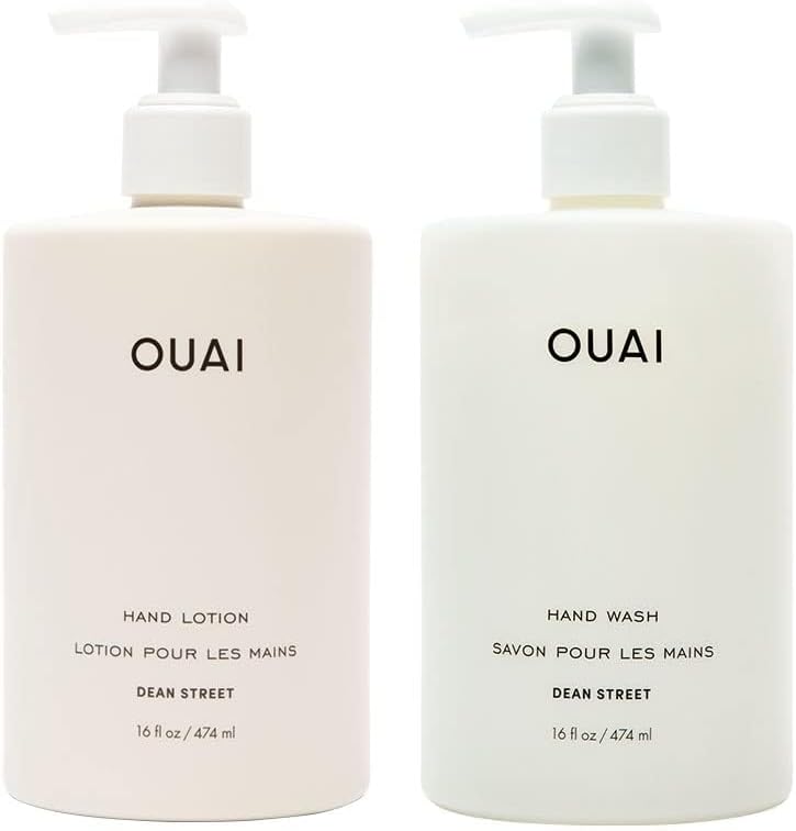 OUAI Hand Wash and Hand Lotion Set, Dean Street Scent - Moisturizes and Exfoliates with Daily Use - Made with Jojoba Esters, Avocado & Rosehip Oils (16 Fl Oz Each) - Image 1