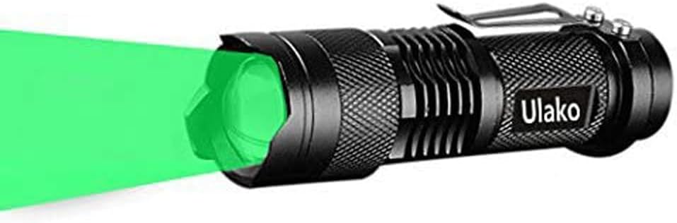 Single 1 Mode Zoomable LED 150 Yard Green Light Flashlight Torch for Fishing Hunting Detector - Image 1