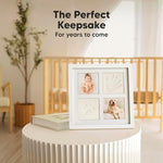 Close up of the non toxic air dry clay with baby handprint impression and stamped name