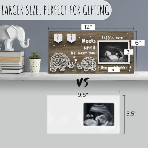 Back view of EURSET pregnancy announcement frame displaying the sturdy sawtooth hangers and backing tabs