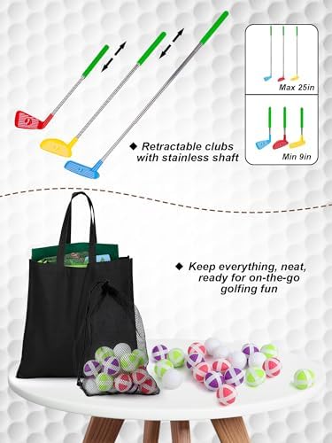 Storage bags included with Liberry kids golf toy set
