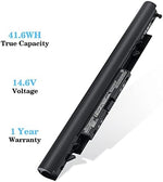 Back view of the JC04 notebook battery showing the technical specification sticker and model compatibility.