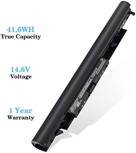 Back view of the JC04 notebook battery showing the technical specification sticker and model compatibility.