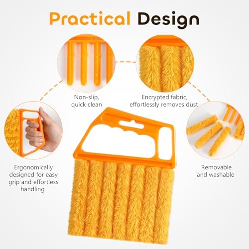 2 Pcs Blind Cleaner Duster Tool,Blind Dusters for Cleaning,Cleaning Brush,7 Finger Dusting Cleaner Tool for Window & Air Conditioner,Window Blinds Cleaner Microfiber Washable - Image 4