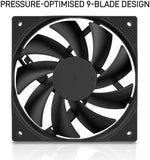 Darkrock high performance cooling fan showing soft silicone vibration absorption cushions on corner pads