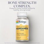 Close up of Solaray Manganese 50mg supplement label details