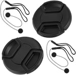 Premium imported camera lens front covers with adhesive tether straps