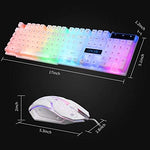 Chonchow white wired keyboard with rainbow LED lighting