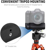 Nkmooxe BG-R20 replacement battery grip fully mounted on a mirrorless camera body in portrait orientation