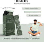 DLS organic alkalinity powder sticks dissolved in a glass of water for acid reflux