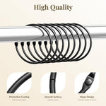 Close up view of the secure anti drop closed loop mechanism on black curtain hooks