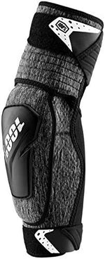 Side angle view of the premium hybrid MTB guard displaying the adjustable hook and loop strap closures and perforated neoprene sleeve texture.
