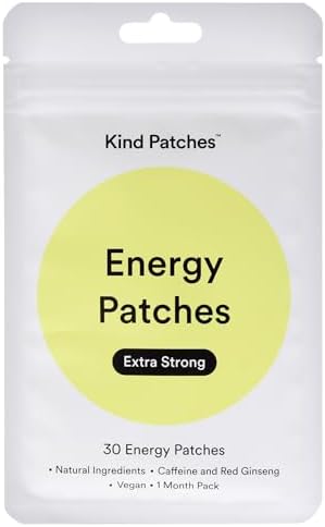 Kind Patches Energy Patches showing ingredients caffeine and red ginseng