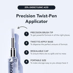 Side profile of three individual Lunavia treatment pens alongside nail files