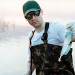 BESPORTBLE hands free fishing binoculars showing the convenient integrated neck strap