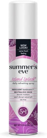 Summer's Eve feminine deodorant spray 2 ounce cans for odor control and moisture absorption