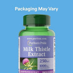 Puritan's Pride milk thistle supplement bottle back label nutritional facts