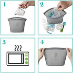 Self-standing Evenflo sanitizing bag for microwave use